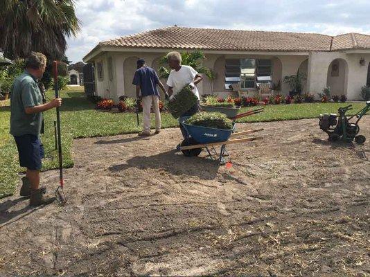 Some of the crew laying a full yard.