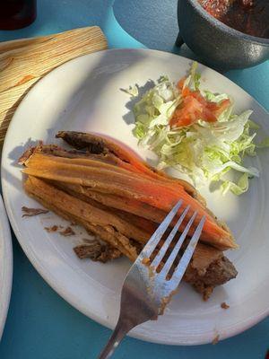 shredded beef tamale!  yum