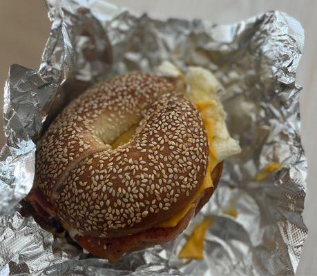 Bacon, Egg and Cheese on a Bagel