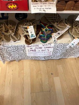 Rope Nomadic Hippie Sandals, The Dead Zone in South Yarmouth Cape Cod MA. carries new Merch for Men & Women made to look Vintage 60's & 70's