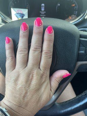 Took a chance on a Walk in and sure enough I got in! Love this bright pink color think it's called Shirley Temple! Great work! clean salon!