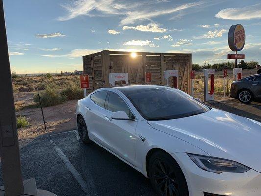 4 Superchargers in a Burger King parking lot