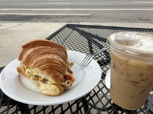 Croissant Egg Sandwich is hard to hold because it's floppy but it's delicious.