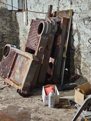 Old boiler broken down in Sections.