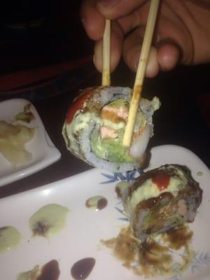 Crab and fried salmon roll, it was the perfect hot and cold creation!