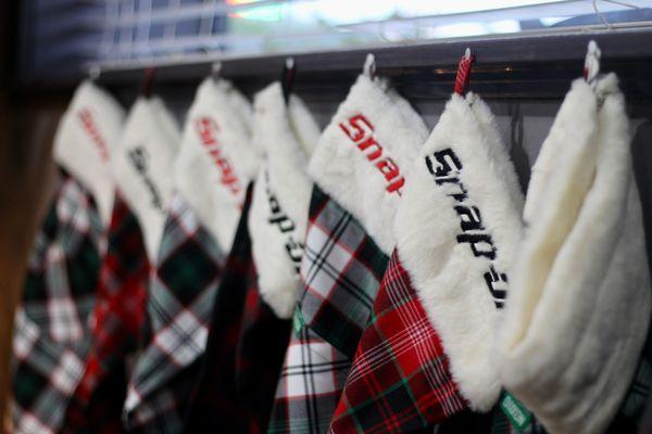 Snap-On stockings make it feel festive in our office.