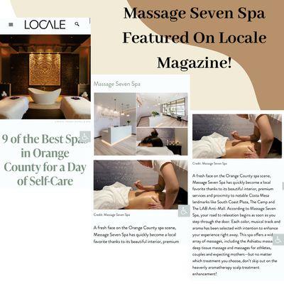 Massage Seven Spa Featured On Locale Magazine!