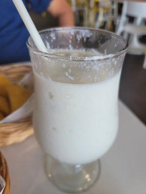 Fresh Guanabana (soursop) juice. I like it half milk half water. Very refreshing !