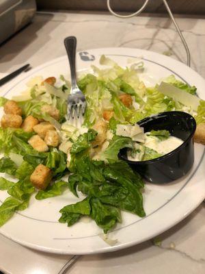 Caesar salad. No protein. Not best photo. I ate most of it already. Dressing came on side automatically.