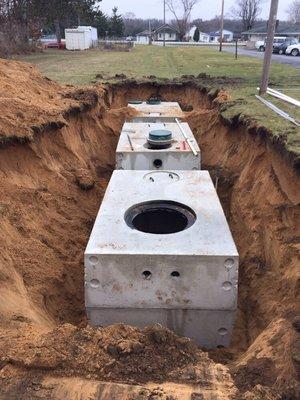 Commercial septic system - pictures of septic tank's and dose tank.