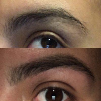 The before is on the top and the after is at the bottom. I'm am super happy  how my eyebrows look now. Thank you Tripti !!!