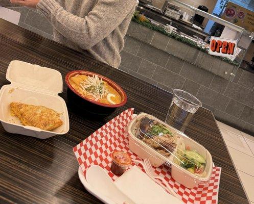 Potato Puff, Seafood Laksa, Roasted Chicken Rice