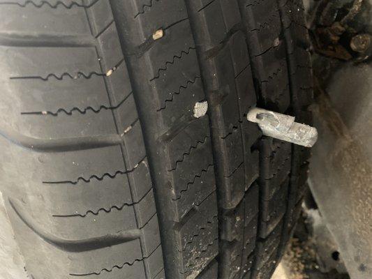 Metal stuck in tire