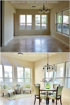 Breakfast nook before and after