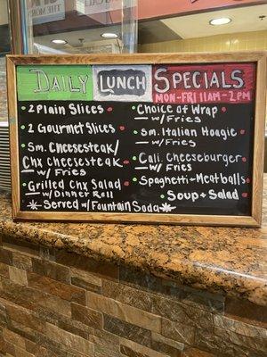 Daily lunch specials Monday-Thursday 11am-2pm