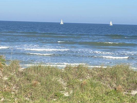 Sailboats as seen from the balcony