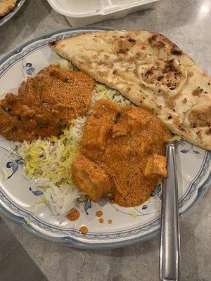 Garlic Naan, PANEER TIKKA MASALA 8oz, Chicken Makhani (BUTTER CHICKEN)