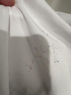 Example of the burn marks on sheets after A Go Home replaced the air dryer vent