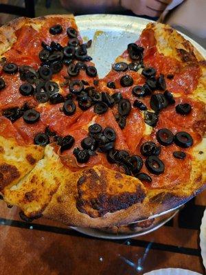 Pepperoni and black olives