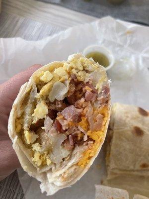 Bacon egg and cheese burrito