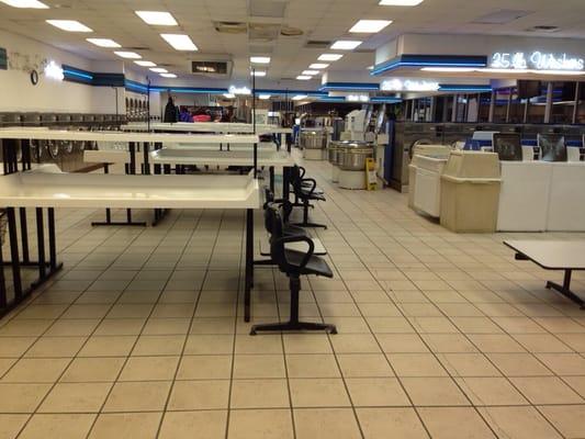 The laundromat at 8 pm on a Saturday