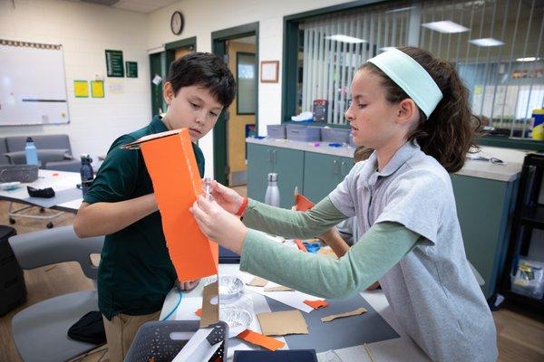 Middle School students participate in cross-curricular, grade level projects.