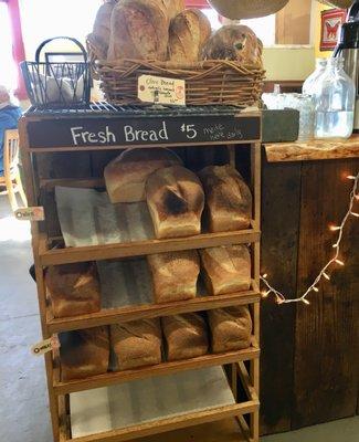 Baked on premises. The olive bread is great.