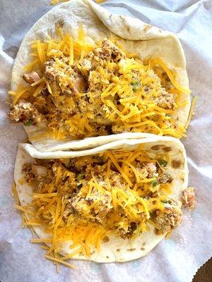 Combination breakfast tacos added chorizo 1/31/21