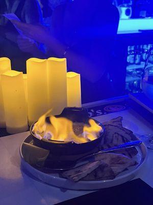 Flaming cheese