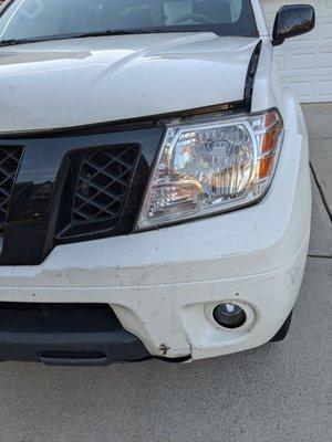 Damage to truck after accident