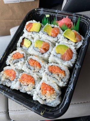 Spicy tuna, salmon avocado