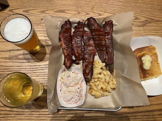 2 meat (brisket) platter with 2 sides and 1 order of cornbread