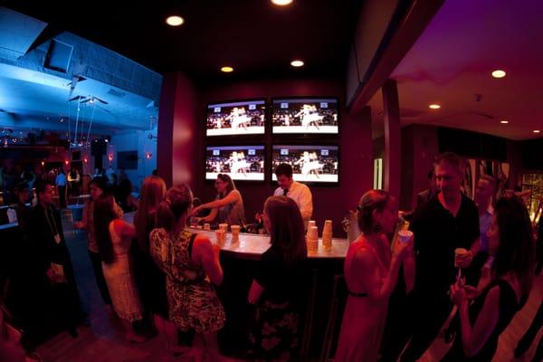 Socializing Club Area at Waltham Studio - Complete with four 50" plasma screens