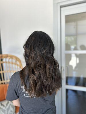 Giving dimension to brunette hair