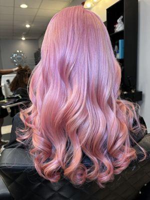 All over bleach and pink funky tone