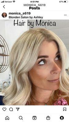 Beautiful blonde highlight with a base shadow, by Monica