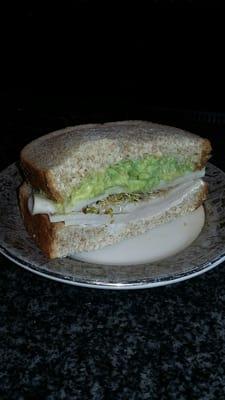 1/2 turkey, avocado, sprout with swiss.