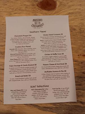 Southern Tapas menu.