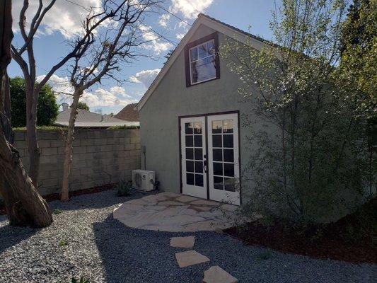 New French doors and AC unit