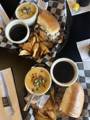 Prime Rib Dip (split) w/ Loaded Baked Potato soup