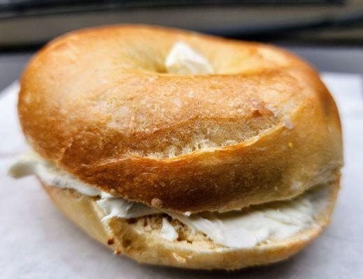 Plain toasted bagel w/schmear ($7.35, 9/26/24)