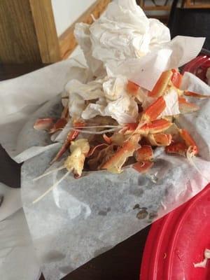 The aftermath of my very first pound of crab legs!