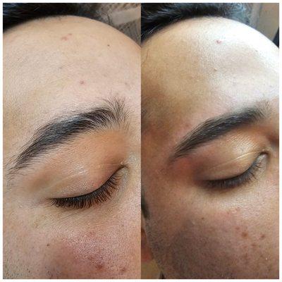 Before and after brow, clean up