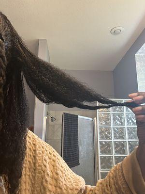 Hair after the first wash after my appointment. Relaxer's fault? Or improper technique?