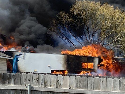 The other home owners camper that spread the fire to my neighbors house