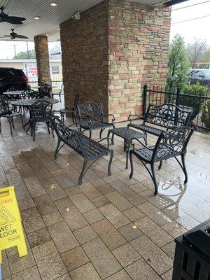 Outside seating area at the Dairy Queen in Luling, Texas.