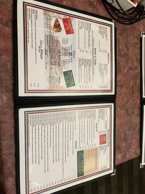 Menu of most everything Italian.