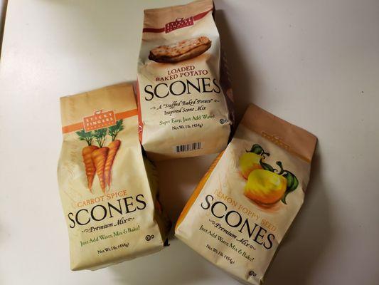 Love this scone mix! You don't have to roll them & just require water! I went a bit crazy at World Market & bought a bunch...sweet & savory