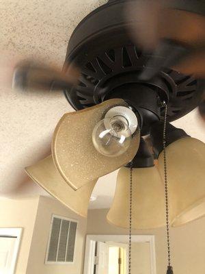 Ceiling fan broken and falling out of ceiling