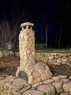 Pizza oven phase 4  Completed project field stone wood pizza oven